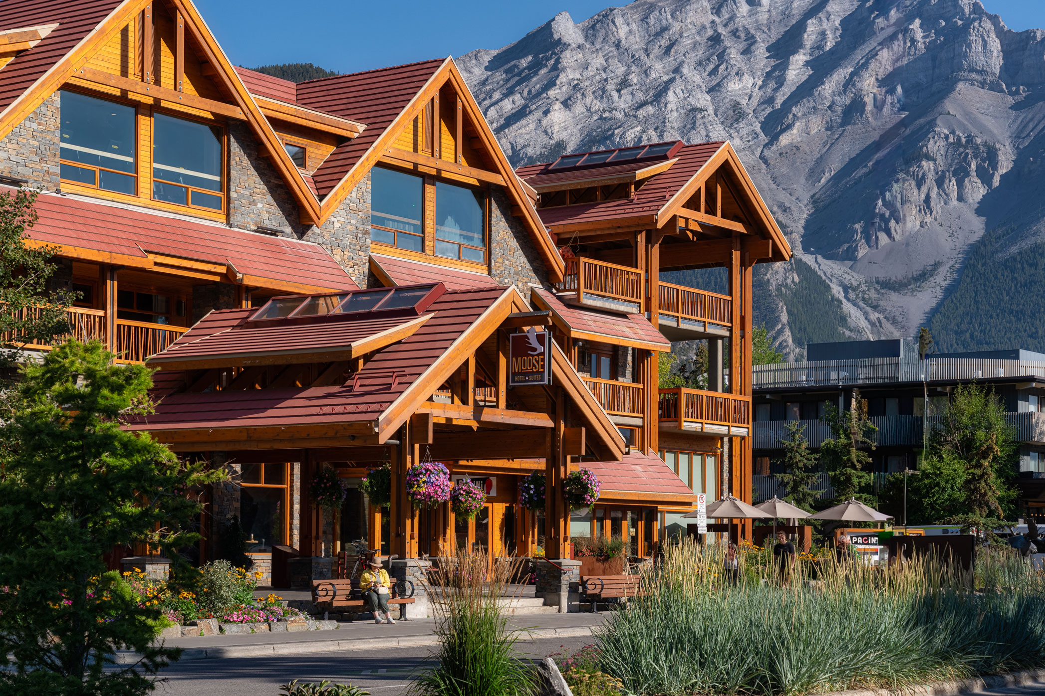 Exterior of the Moose Hotel and Suites in Summer